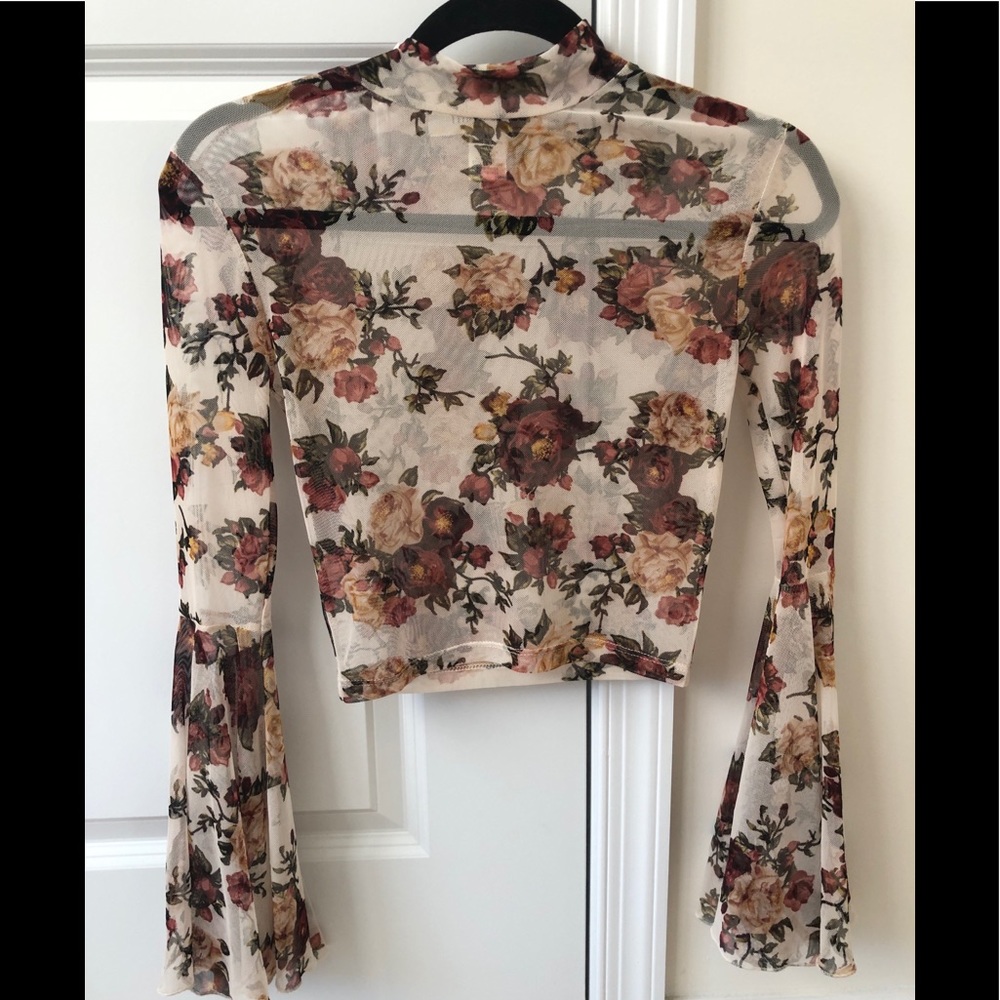 Nordstrom Mesh Bell-Sleeved Crop Top